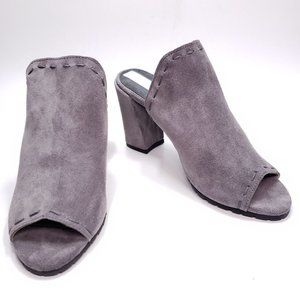 Matt Bernson Anthropologie Garde Slate Womens Grey Suede Chunky Heel Mule Size 5